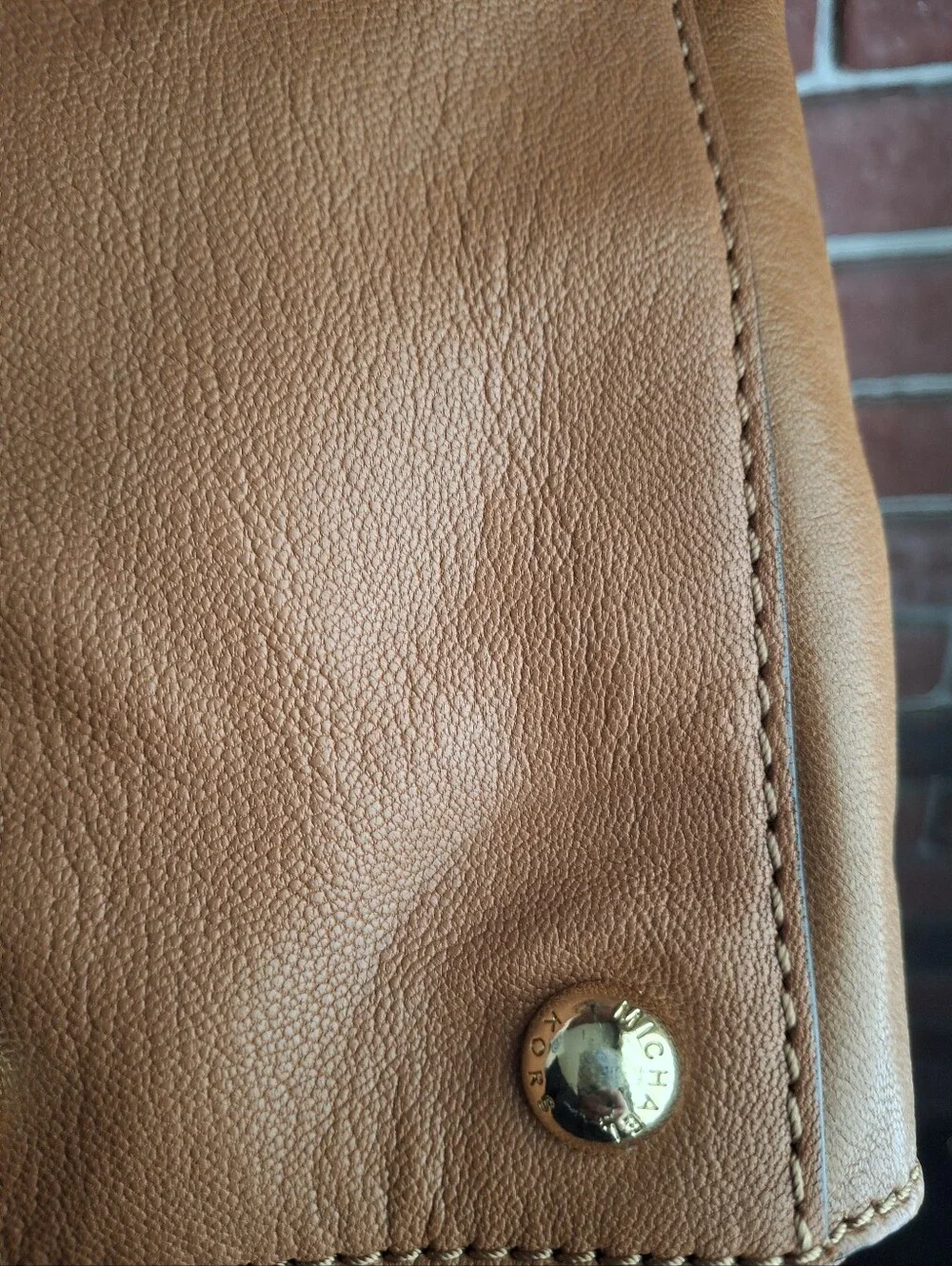 Classic Tan Michael Kors Satchel Handbag with Gold Hardware